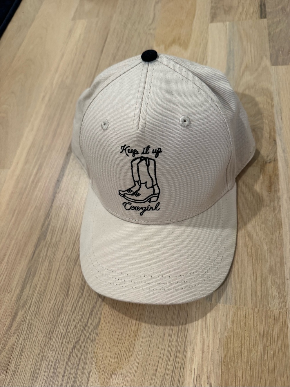 Gigi Pip - Keep It Up Cowgirl Embroidered Trucker Hat - Cream with Black Accent